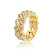 Men's Single Row 18K Gold Zircon Cuban Ring