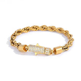 Men's Stainless Steel Diamond Buckle Twist Bracelet #CHA108