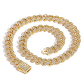 Men's Double Row Diamond Cuban Necklace #CHA065