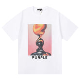 Purple Brand Logo Pattern Print T-Shirt