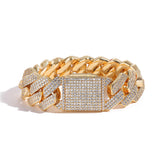Men's Three-row Zircon Diamond Cuban Bracelet #CHA198
