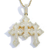 Men's Vintage Cross Pendant Zirconia Necklace