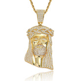 Men's Retro Human Head Zircon Pendant Necklace