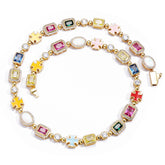 Women's Colored Gemstone Zirconia Necklace #CHA284