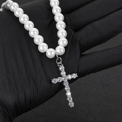 Women's Cross Pearl Necklace #ZZ012