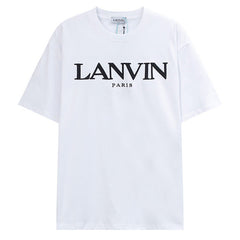 LANVIN Letter Embroidery T-Shirt Whtie