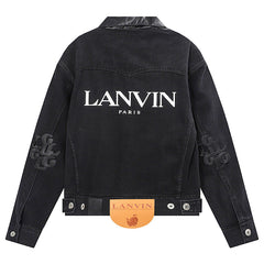 LANVIN Leather collar denim jacket