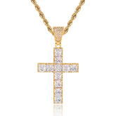 Men's Square Zirconia Cross Pendant Necklace