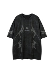 Oversized Graphic Suede Print T-Shirt