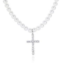 Women's Cross Pearl Necklace #ZZ012