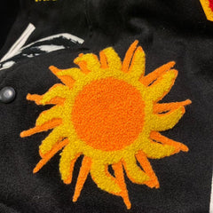 Saint Michael Loose Baseball Jacket With Embroidered Badge -Black