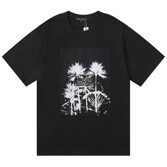 Purple Brand Coconut Tree Pattern Print T-Shirt