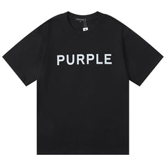 Purple Brand Logo Letter Print T-Shirt