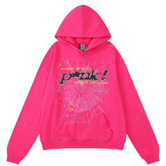 Sp5der Young Thug Punk Hoodie-Pink #142