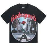 Godspeed Rose Pattern Printed T-Shirts #1051