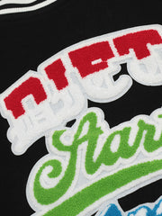 Thesupermade Leather Patchwork Embroidery Quilted Bomber Jacket