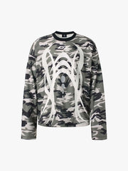 Camouflage Skull Print Long-sleeved T-shirt