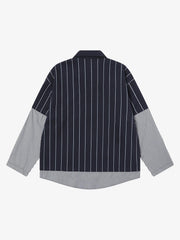 Faux Two-piece Vertical Striped POLO Shirt T-shirt