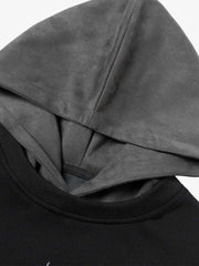 Street Faux Two-Piece Suede Hoodie