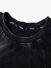 Letter Print Dirty Ink Round Neck Long Sleeve T-Shirt