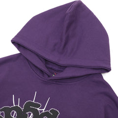 Sp5der Web Print Gothic Punk Hoodie-Purple #143
