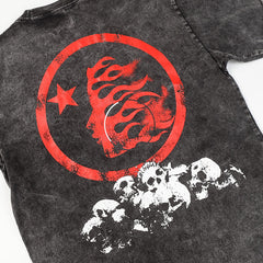 Hellstar letter portrait print casual T-Shirt