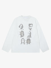 Portrait Print Long-sleeved T-shirt