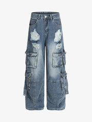 Retro Ripped Cargo Jeans