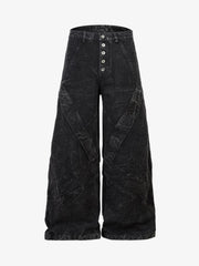 High Street Functional Structured Design Tie-Dye Baggy Jeans