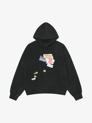 Vintage Print Medieval Washed Hoodie