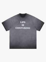 Washed Spray Color Gradient Letter Print T-shirt