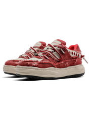 Washed Denim Low-Top Raw Edge Sneakers - 2436
