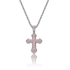 Men's Cross Colored Zirconia Pendant Necklace