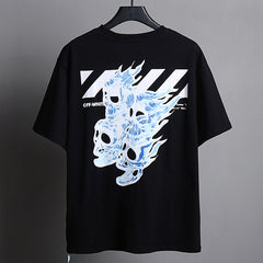 OFF WHITE Flame skull pattern T-Shirt