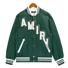 AMIRI Logo-Embroidered Appliquéd Satin-Twill Bomber Jacket