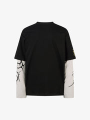 Hip-Hop Punk Faux Two-Piece Long-Sleeved T-Shirt - 2457