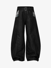 Belted Cut-out Pocket Scimitar Jeans