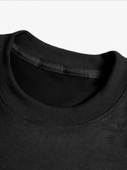 Metallic Print Suede Crew Neck T-Shirt