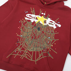 Sp5der Spider Web Print Gothic Punk Hoodie-Brown #144