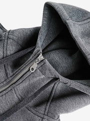 Deconstructed Split Drawstring Hooded Sweatshirt