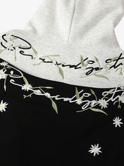 Daisy Embroidery Floral Pattern Heavyweight Hoodie