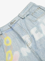 Retro Spray Graffiti Fun Straight Jeans - 2448