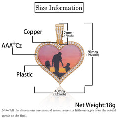 Women's Heart Frame Pendant Copper Inlaid Zirconia Necklace