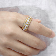 Men's Five-row Micro-paved Zirconia Rotating Ring