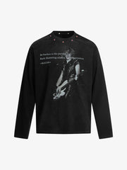 American Retro Rivet Design Street Hip-hop Long Sleeves T-shirt