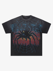 Spider Comic White Ink Print T-shirt
