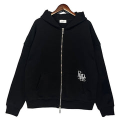 RHUDE Logo-Embroidered Cotton Zip-Up Hoodie