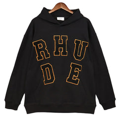RHUDE Varsity Logo Letters Cotton Hoodie