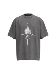Distressed Skull Cross Graphic T-Shirt - 2445