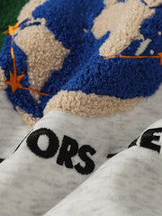 Retro 3D Flocking Embroidered Stars and Earth Hoodie